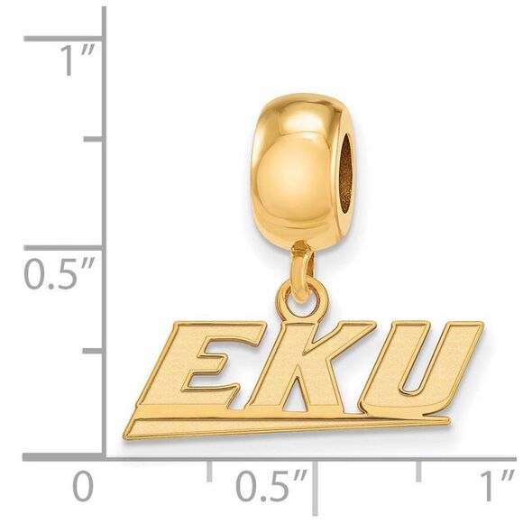 14k Gold Plated Silver Eastern Kentucky U XS Dangle Bead Charm - Picture 5 of 6